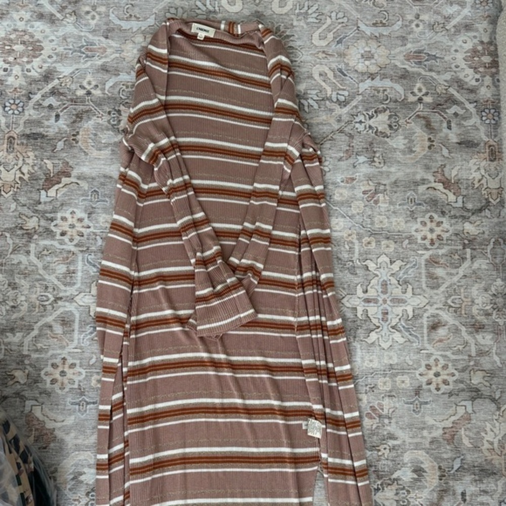 L'AGENCE Brown and White Striped Knit Top
